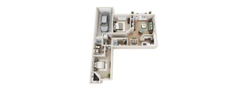 Floor plan B2, The Vero, a 2-bed, 2-bath 1,105 SF apartment in St. Petersburg, FL