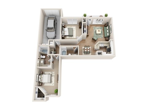 Floor plan B2, The Vero, a 2-bed, 2-bath 1,105 SF apartment in St. Petersburg, FL