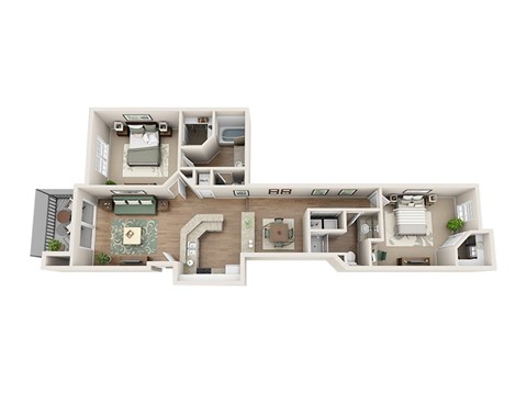 Floor plan B3, The Venice, a 2-bed, 2-bath 1,132 SF in St. Petersburg, FL