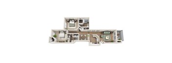 Floor plan B4, The Nokomis, a 2-bed, 2-bath 1,132 SF apartment in St. Petersburg, FL