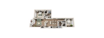 Floor plan B5, The Sanibel, a 2-bed, 2-bath 1,176 SF apartment in St. Petersburg, FL