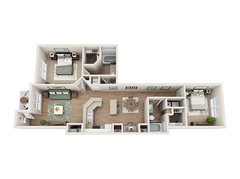 Floor plan B5, The Sanibel, a 2-bed, 2-bath 1,176 SF apartment in St. Petersburg, FL