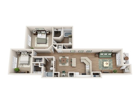 Floor plan B6, The Captiva, a 2-bed, 2-bath 1,176 SF apartment in St. Petersburg, FL