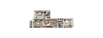 Floor plan B7, The Juno, a 2-bed, 2-bath 1,260 SF apartment in St. Petersburg, FL