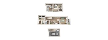Floor plan B9, The Clearwater, a 2-bed, 2-bath 1,335 SF apartment in St. Petersburg, FL