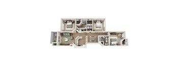 Floor plan C1, The Siesta Key, a 3-bed, 2-bath 1,362 SF apartment in St. Petersburg, FL