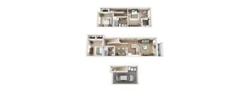 Floor plan C2, The St Pete, a 3-bed, 2-bath 1,510 SF apartment in St. Petersburg, FL