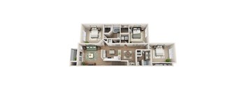 Floor plan C3, The Boca Grande, a 3-bed, 2-bath 1,516 SF apartment in St. Petersburg, FL
