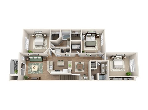 Floor plan C3, The Boca Grande, a 3-bed, 2-bath 1,516 SF apartment in St. Petersburg, FL