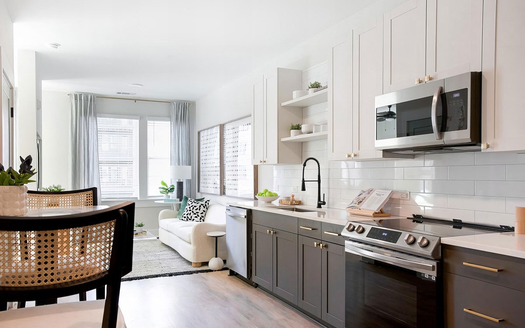 Luxurious open floor concept with social dining and living area at Novel Cary