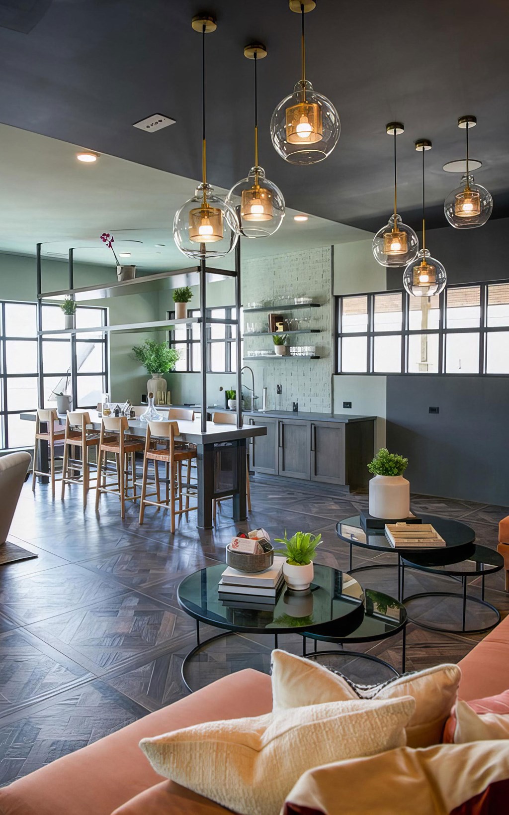 Intimate dining area with wet bar and plateful seating at Novel Cary