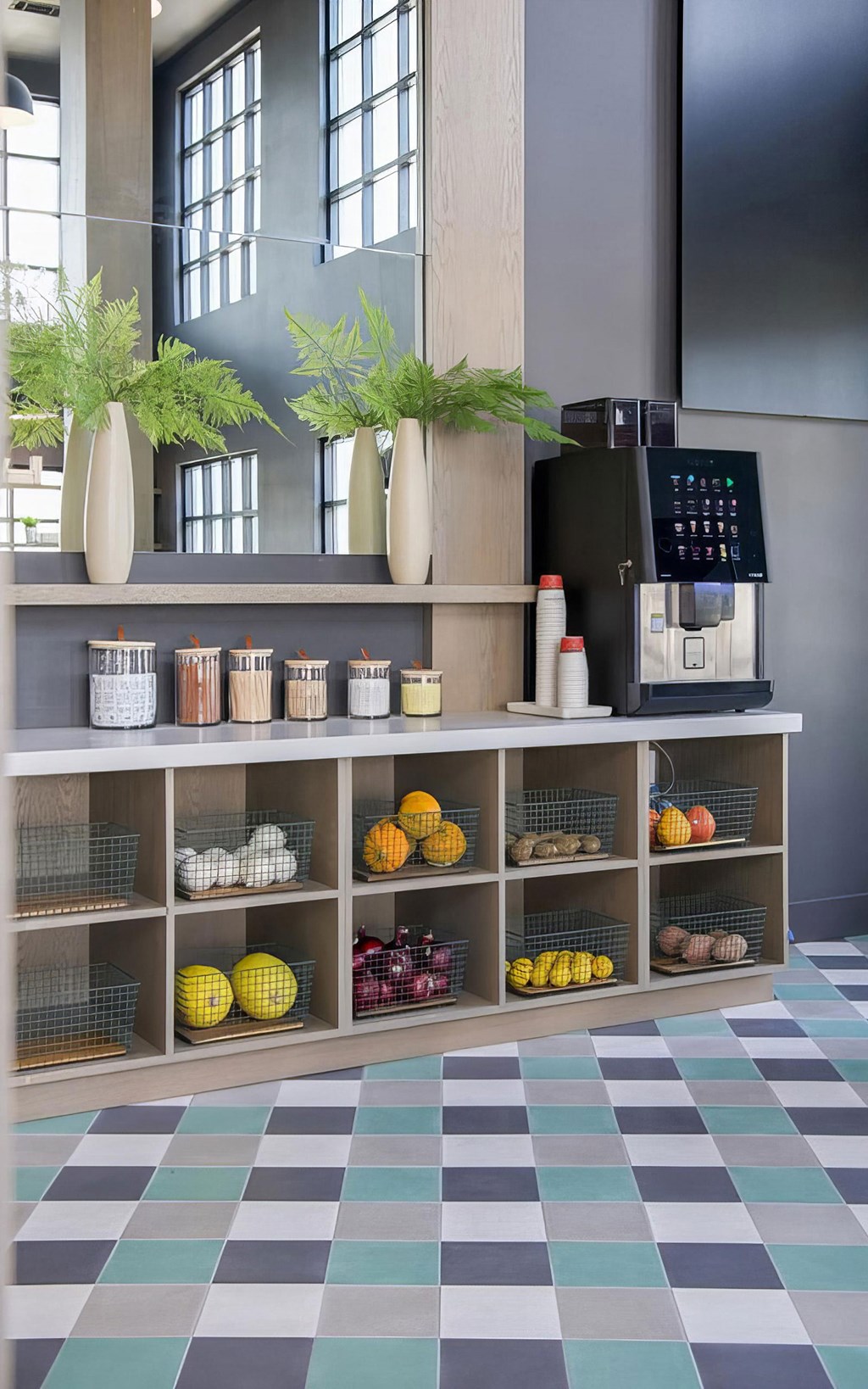 Public coffee machine with all the fixings at Novel Cary