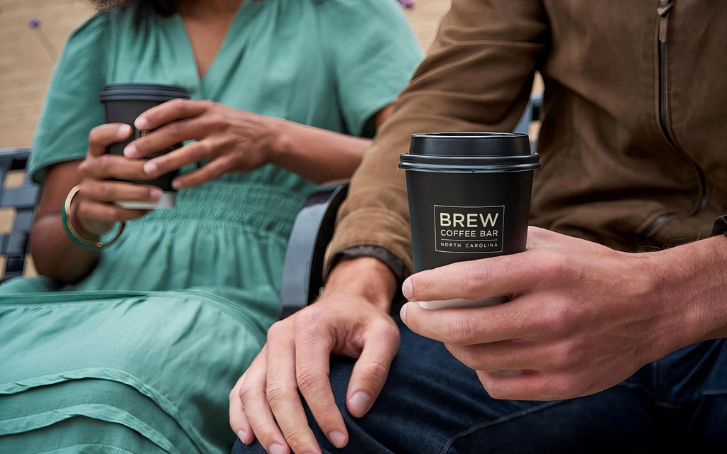 Have a coffee from the local Brew Coffee Bar near Novel Cary