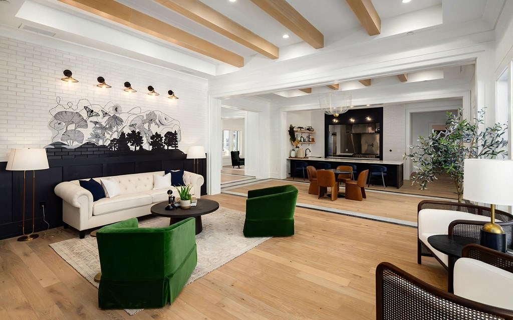 Modern Shared Lounge with Unique Decor and Entertaining Spaces