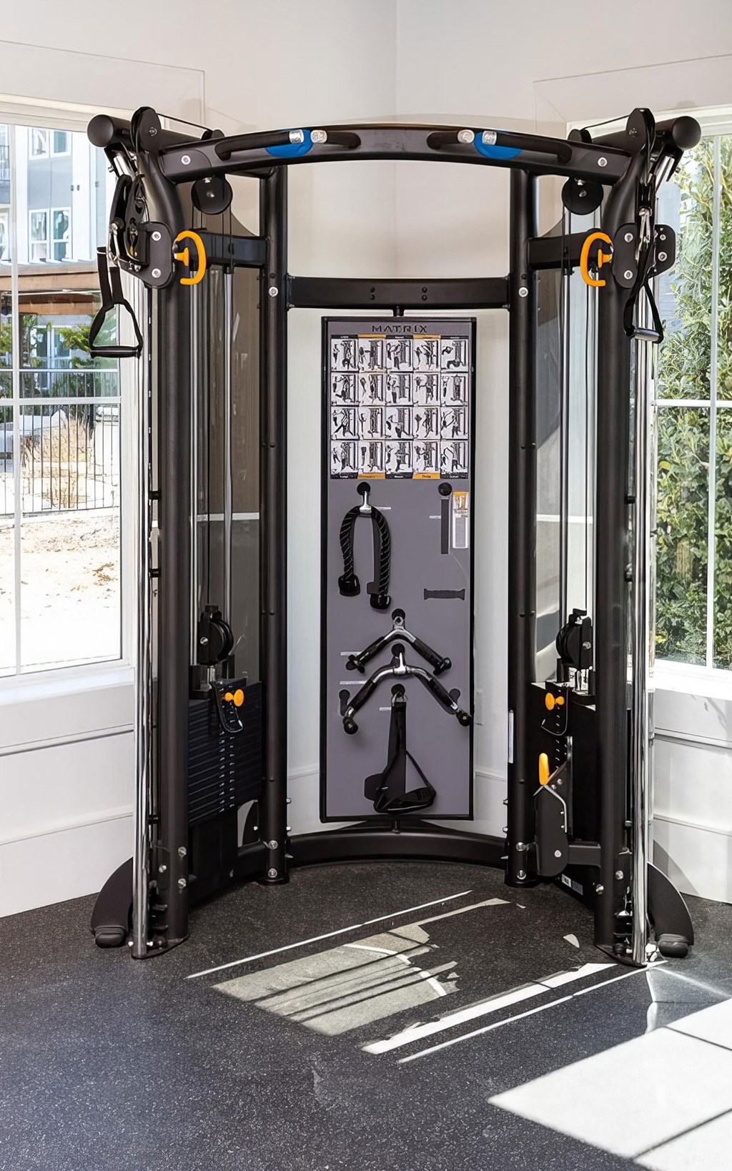 Functional Training Station with Adjustable Cables and Strength Equipment