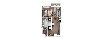 Studio 1 bath floor plan at The Lights at Northwinds, Alpharetta, GA, 30009