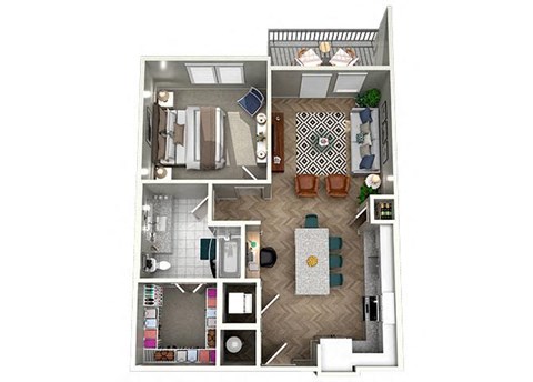 1 bed 1 bath floor plan at The Lights at Northwinds, Alpharetta, GA