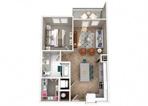1 bed 1 bath floor plan aat The Lights at Northwinds, Alpharetta, 30009