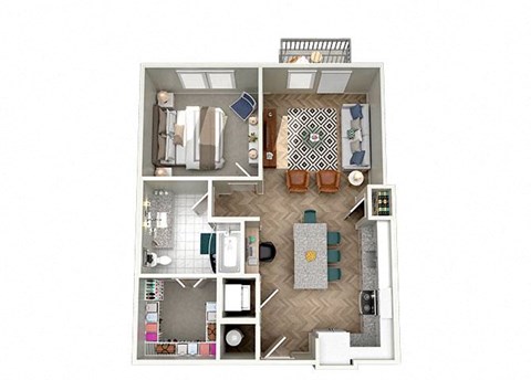 1 bed 1 bath floor plan D at The Lights at Northwinds, Georgia