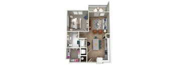 1 bed 1 bath floor plan F at The Lights at Northwinds, Alpharetta, GA, 30009
