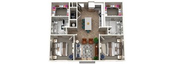 2bed 2 bath floor plan at The Lights at Northwinds, Alpharetta, Georgia