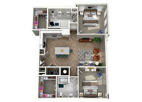 2bed 2 bath floor plan Aat The Lights at Northwinds, Alpharetta