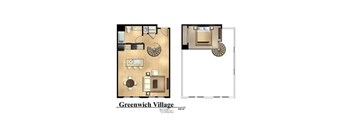 A floor plan of a house named Greenwich Village.