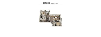 A diagram of a 2 Bed / 2 Bath apartment in Biltmore.