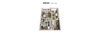 A Morgan apartment has one bed and one bath.