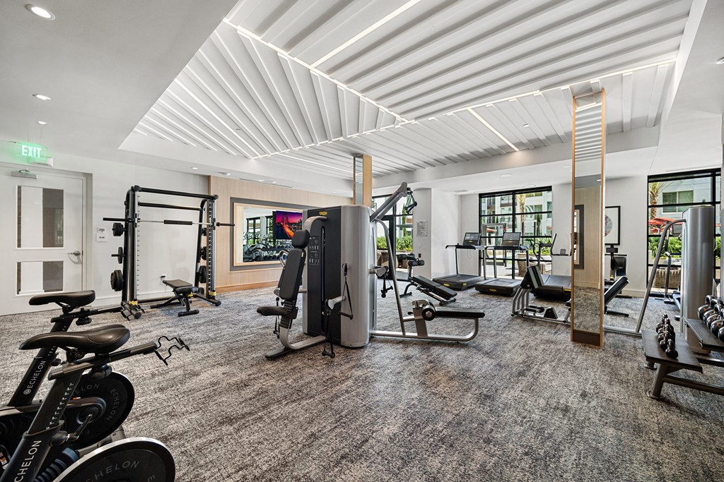 Fitness center designed for every workout style, featuring cardio machines, free weights, and modern strength equipment
