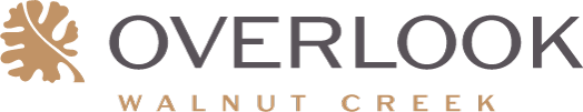 A logo with a leaf and the words "Overlook Walnut Creek".