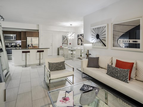 Large Living Spaces Connected with Kitchen and Dinning Areas