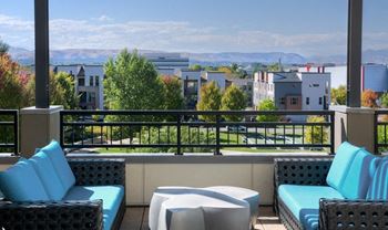 Rooftop Terrace Seating at Trifecta Belmar, Lakewood, Colorado
