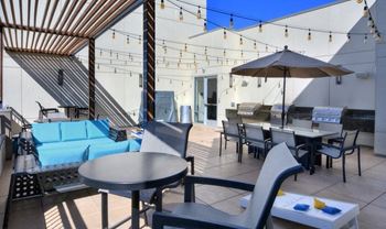 Rooftop deck for sunsets at Trifecta Belmar, Lakewood, CO