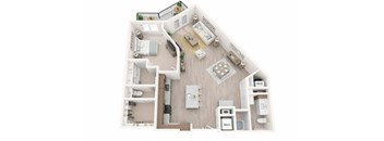 A top-down view of a house layout with labeled rooms.