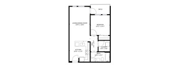 a floor plan of a small house with a bedroom and a living room