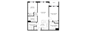 a floor plan of a house with an open concept floor plan with bedrooms and baths
