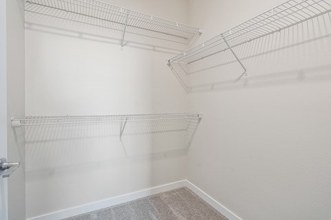 a walk in closet in a 555 waverly unit