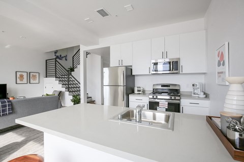 View of kitchen from island