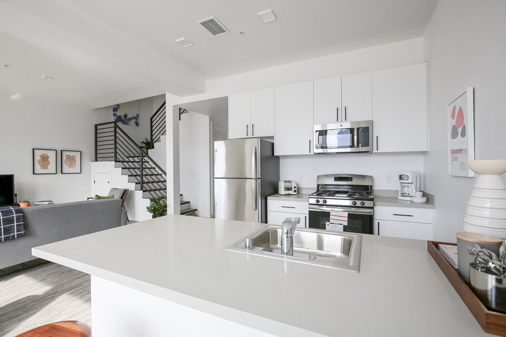 View of kitchen from island