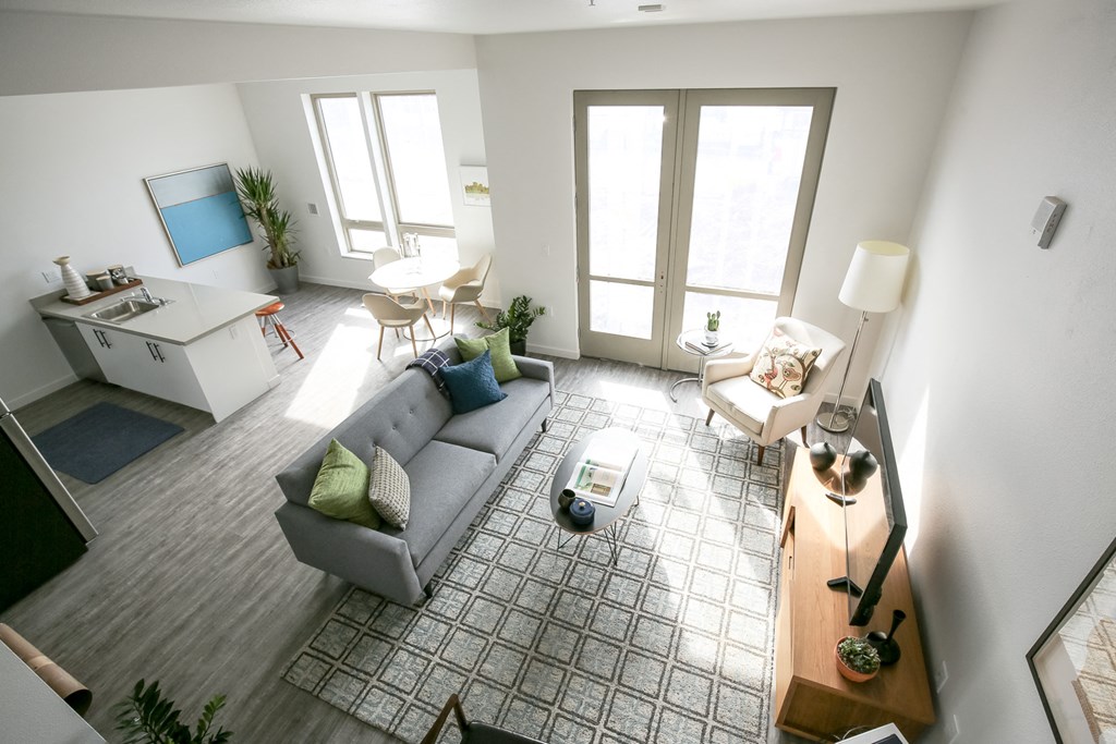 Elevated view of staged Living Room