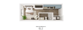 a floor plan of studio one bathroom a