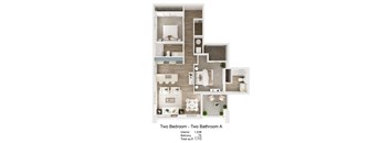 a floor plan of two bedroom two bathroom a
