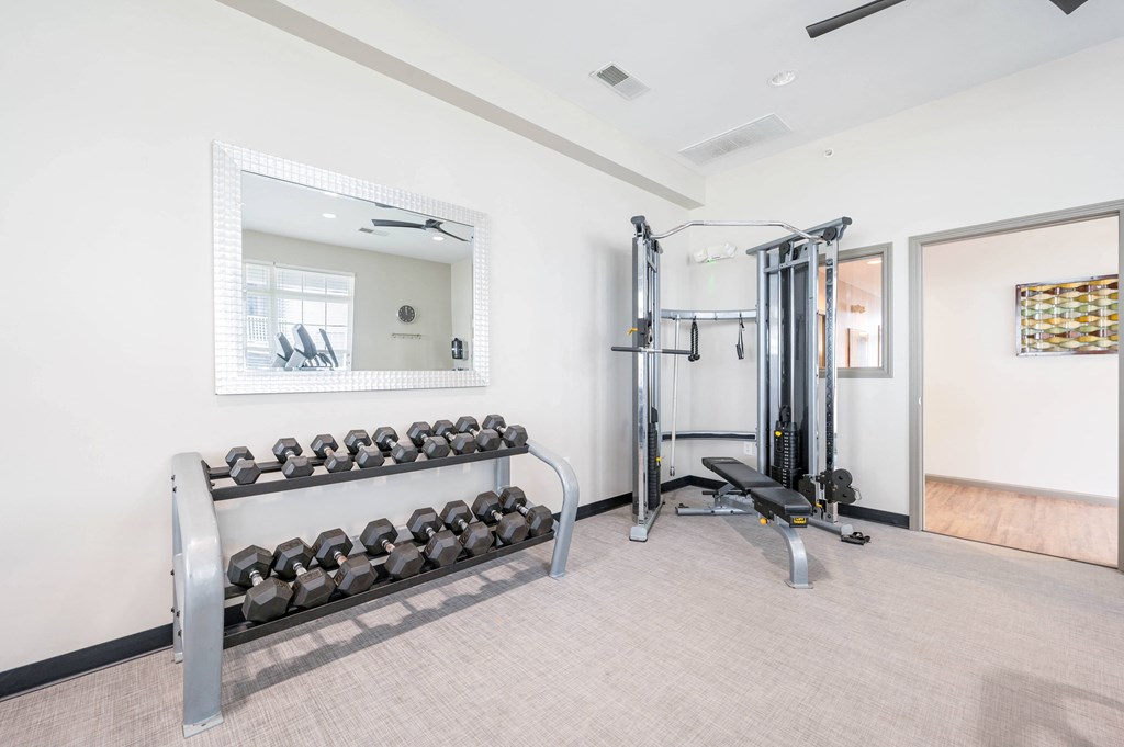 the gym at the shiloh green apartments in kennesaw, ga