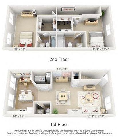 A diagram shows the layout of a two-story apartment.