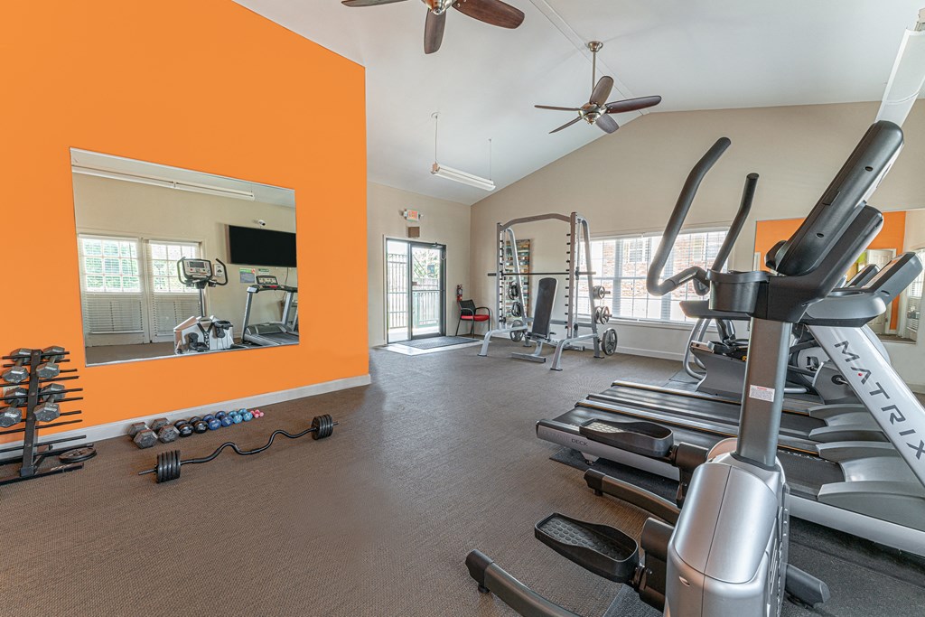 the gym at the flats at big tex apartments
