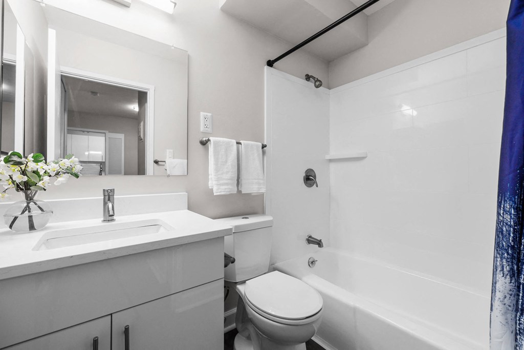 a bathroom with a sink toilet and bathtub