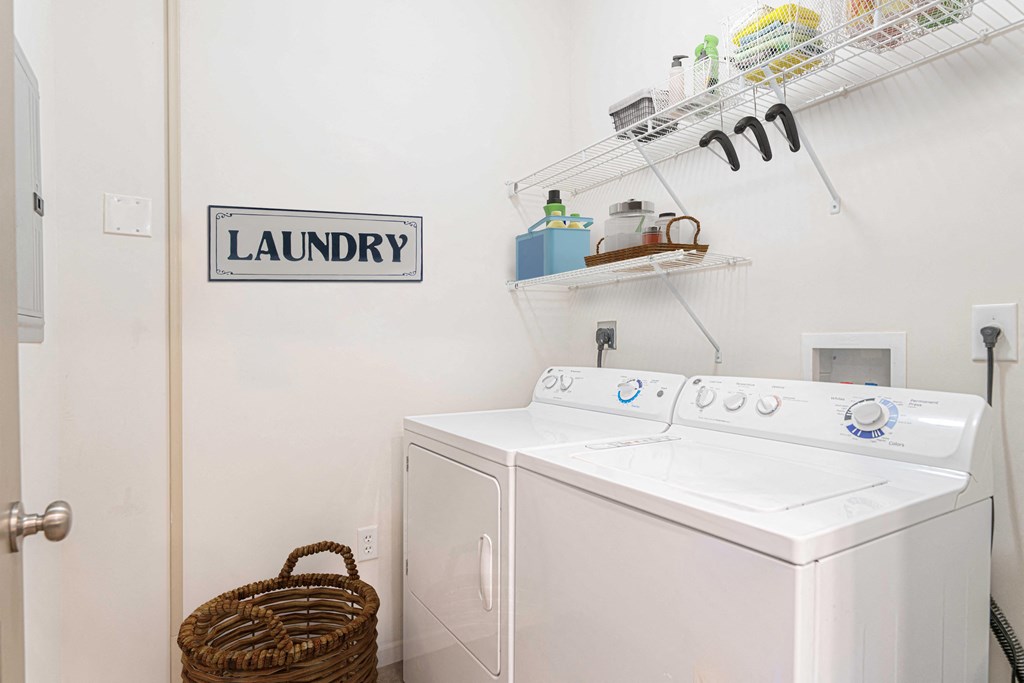 a washer and dryer in a laundry room