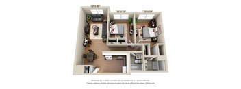 a bedroom floor plan is shown in this rendering