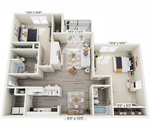a 1 bedroom floor plan  the crossings